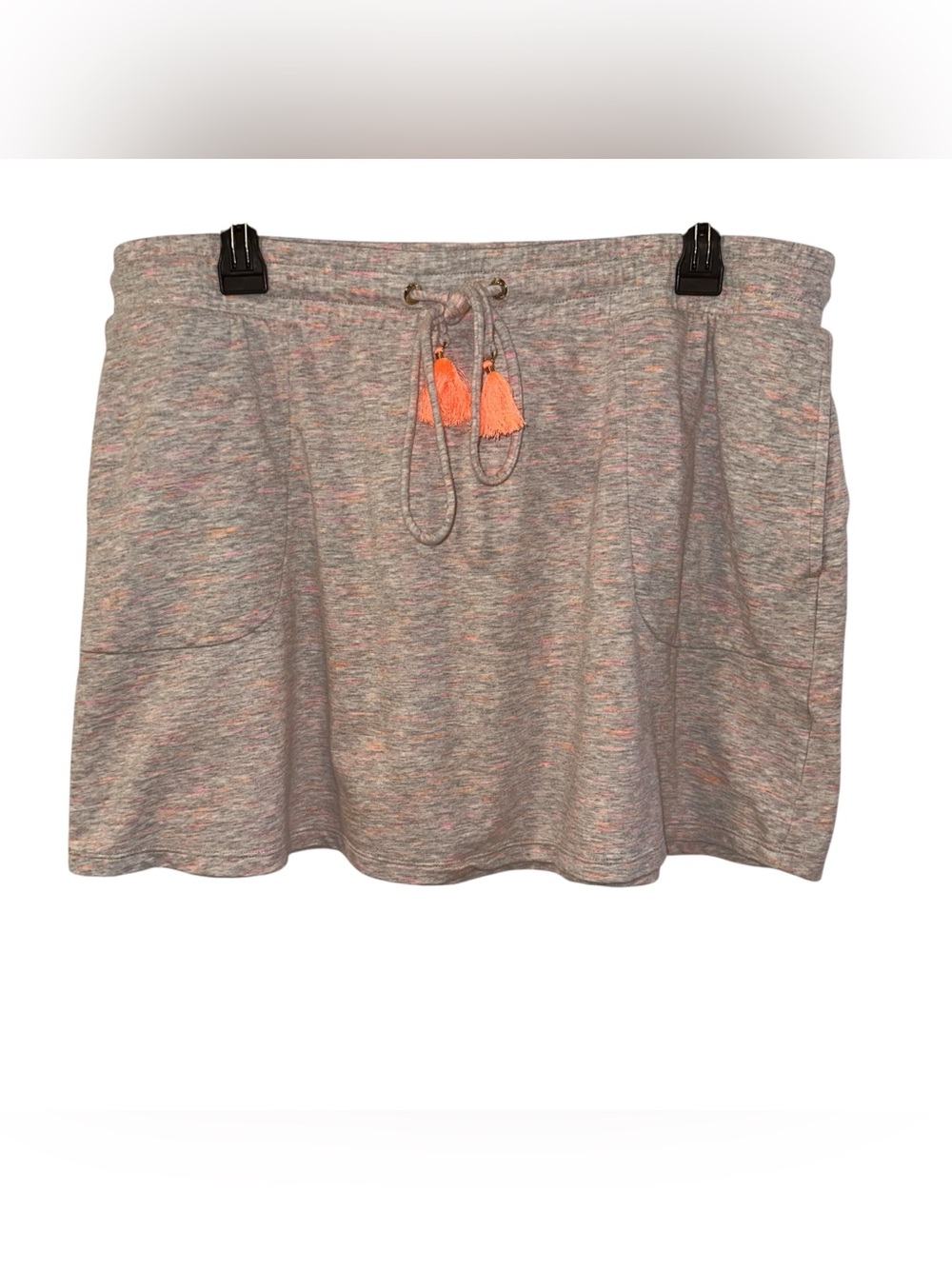 Lilly Pulitzer Heathered Gray Casual Skirt with Coral Tassel Drawstring Sz XL